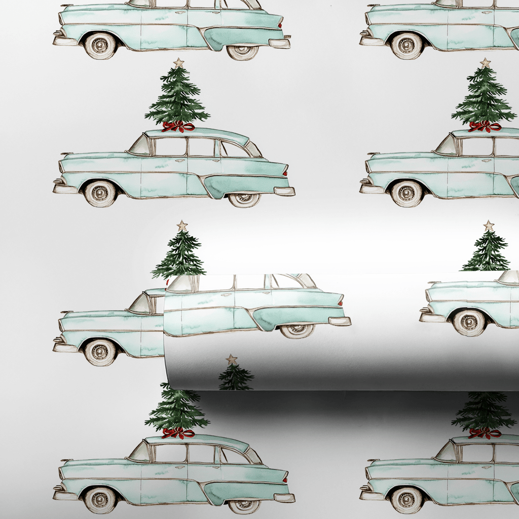 Sleigh Bell Sedan - Wrapping Paper - Aspen & Arlo