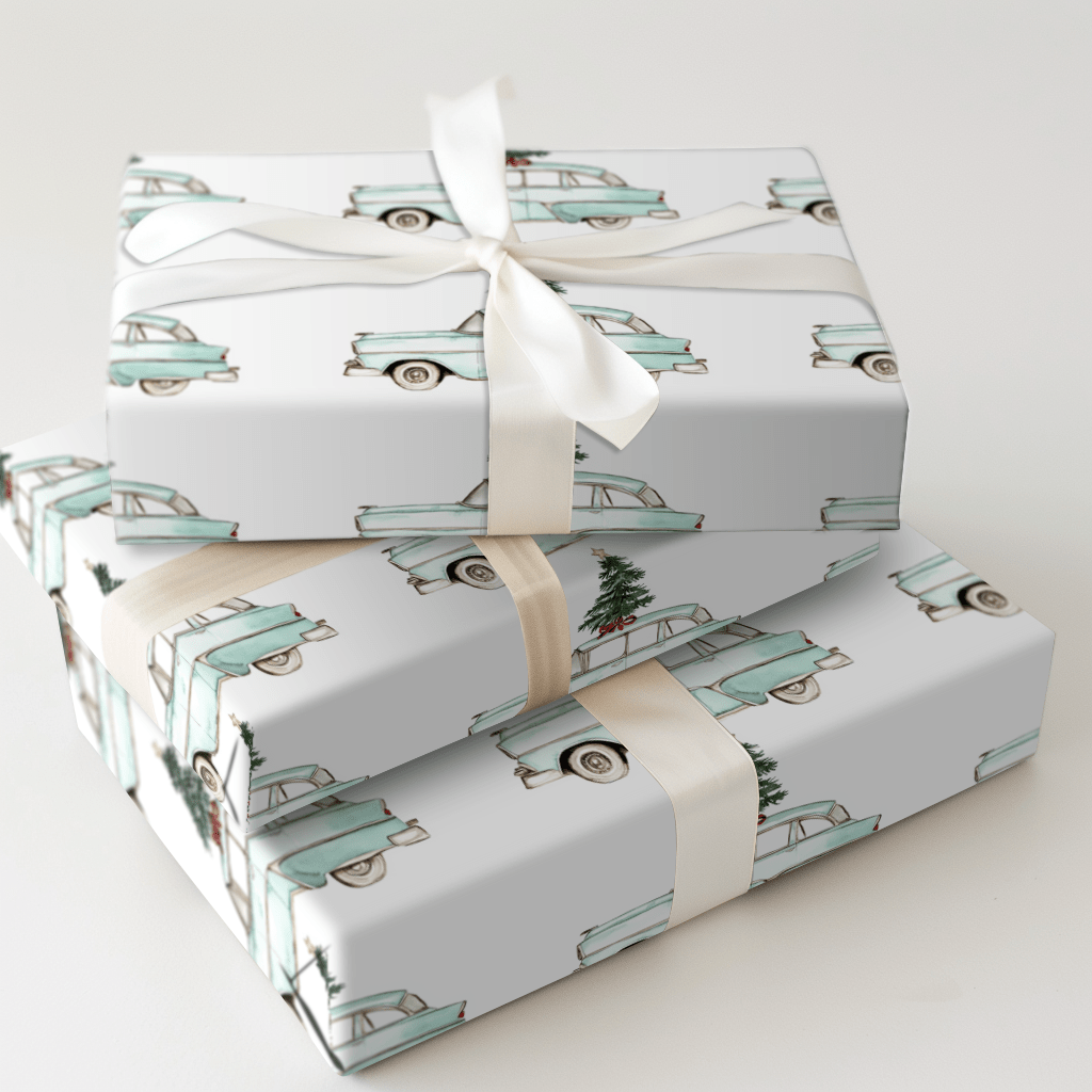 Sleigh Bell Sedan - Wrapping Paper - Aspen & Arlo