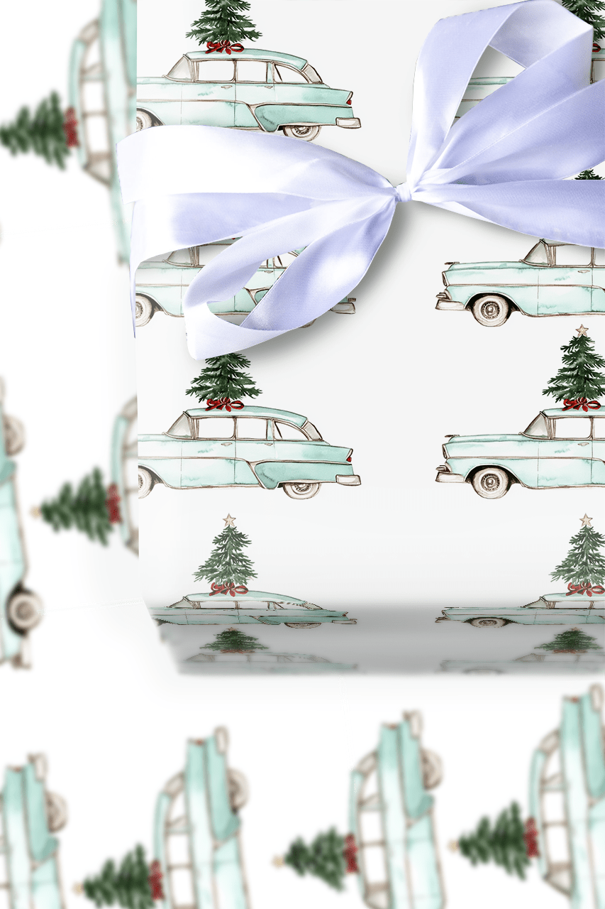 Sleigh Bell Sedan - Wrapping Paper - Aspen & Arlo