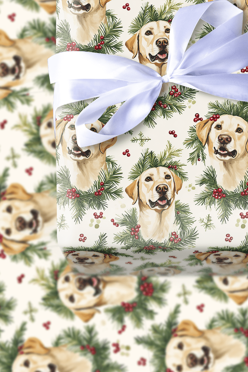 Holly Jolly Lab - Wrapping Paper - Aspen & Arlo