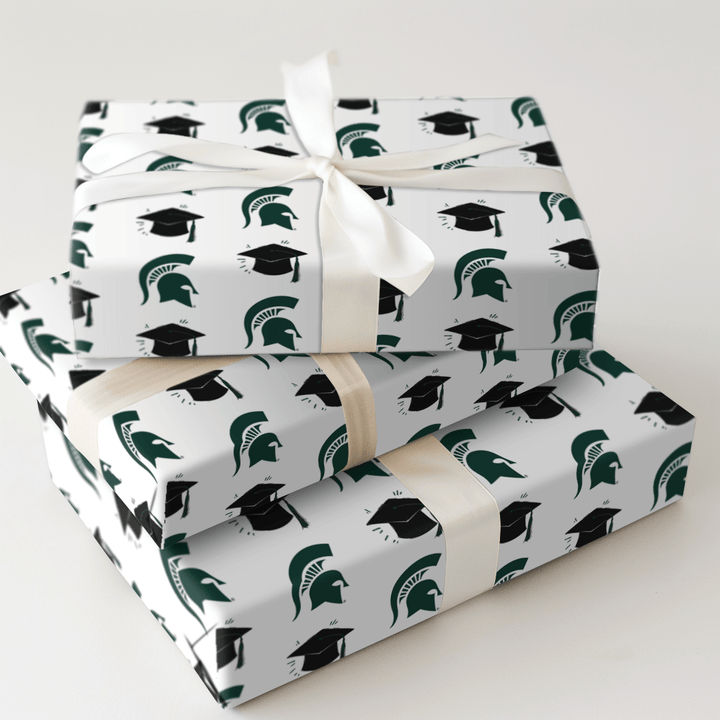 Hats off Spartan Grad - Wrapping Paper - Aspen & Arlo