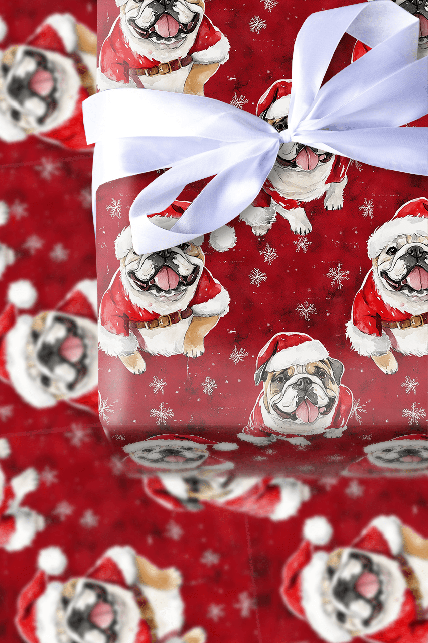 St. Nick Bulldog - Wrapping Paper - Aspen & Arlo