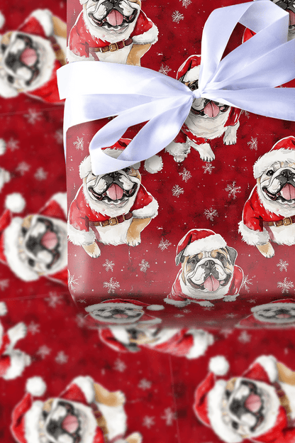 St. Nick Bulldog - Wrapping Paper - Aspen & Arlo