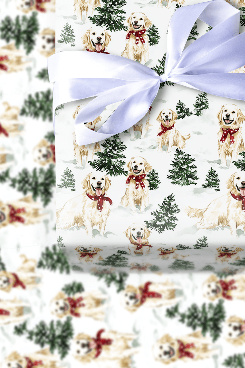 Snow Day for White Goldens - Wrapping Paper - Aspen & Arlo