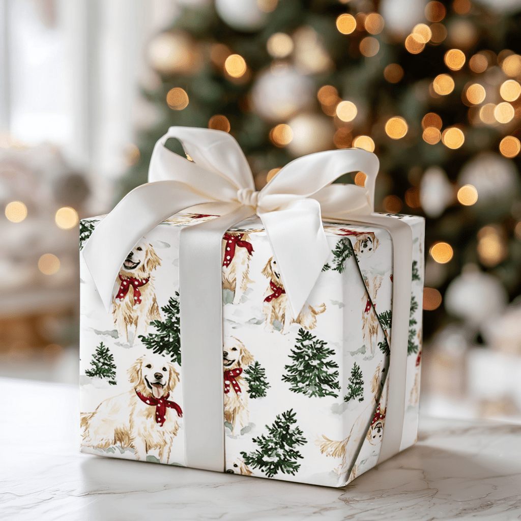 Snow Day for White Goldens - Wrapping Paper - Aspen & Arlo