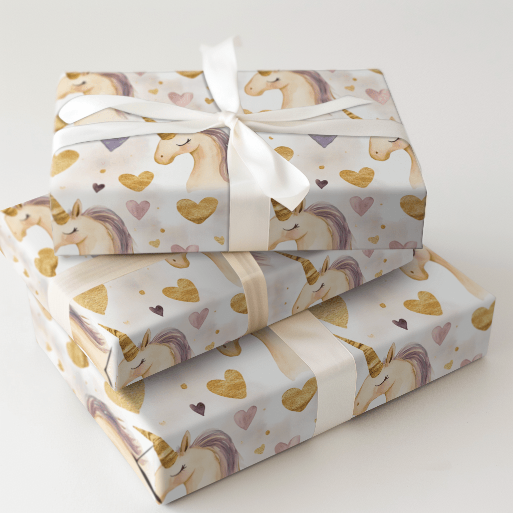 Hearts of Unicorn - Wrapping Paper - Aspen & Arlo