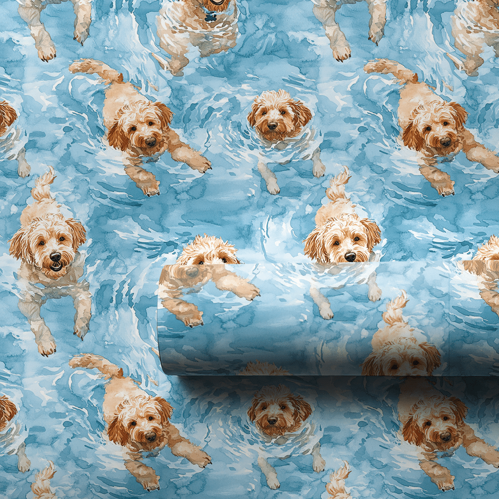 Swimming with the Goldens - Wrapping Paper - Aspen & Arlo