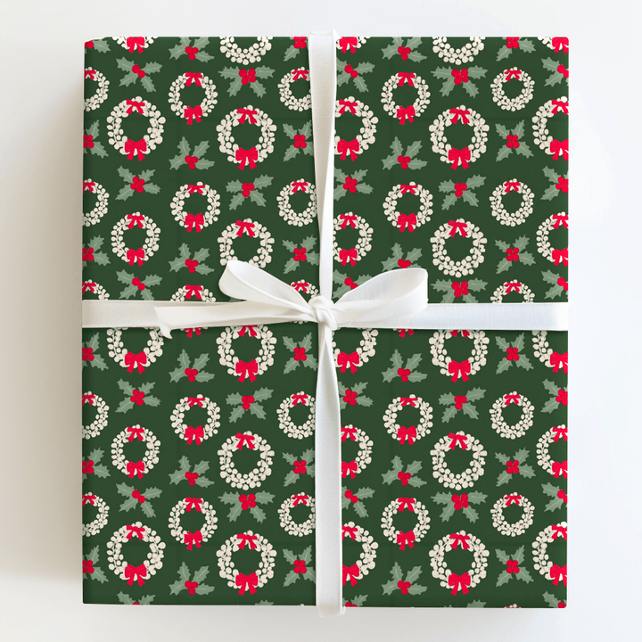 Wreathes and Holly - Wrapping Paper - Aspen & Arlo