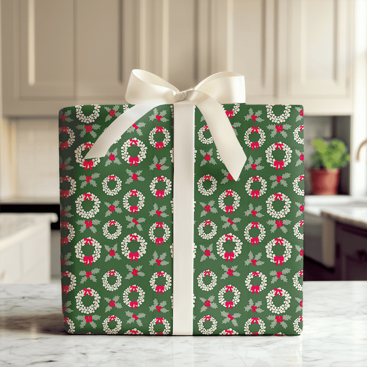 Wreathes and Holly - Wrapping Paper - Aspen & Arlo