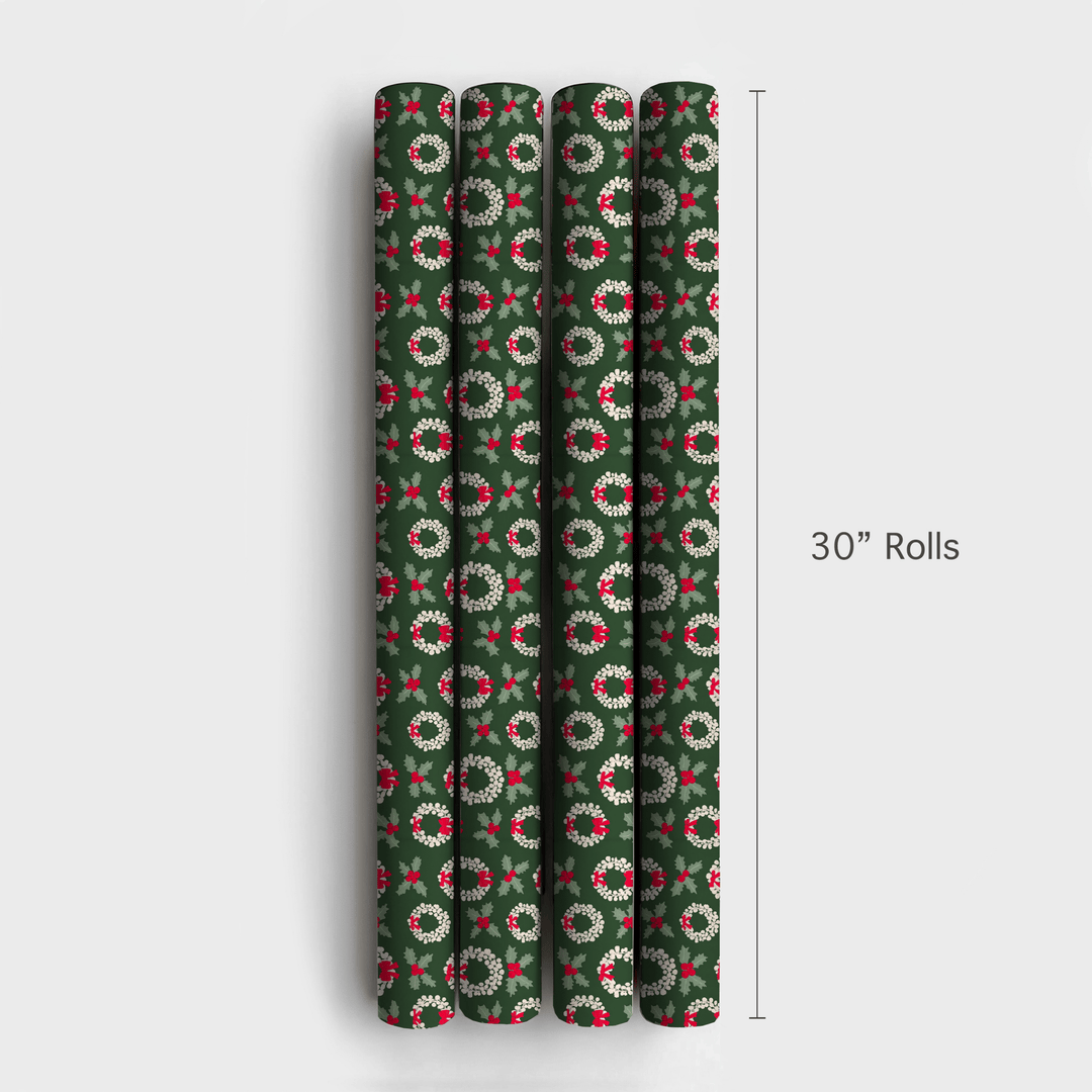 Wreathes and Holly - Wrapping Paper - Aspen & Arlo