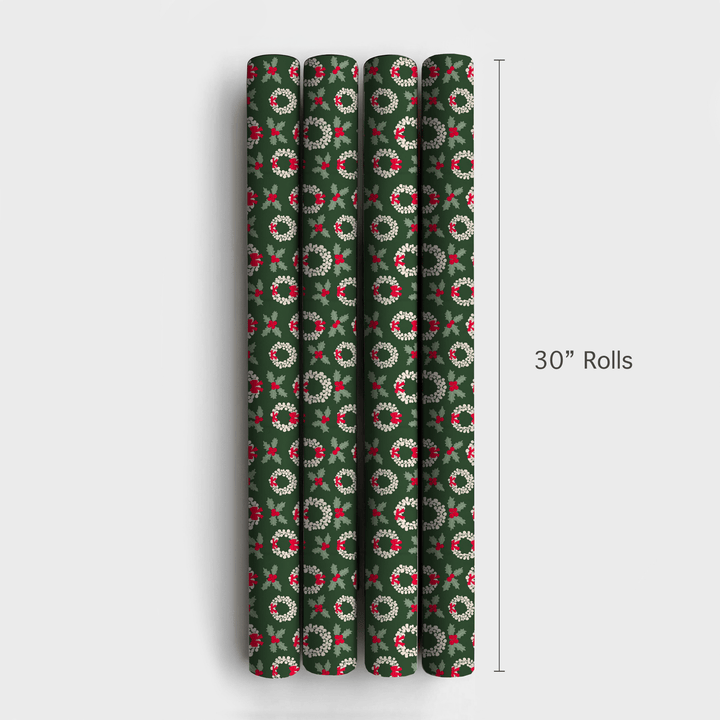 Wreathes and Holly - Wrapping Paper - Aspen & Arlo