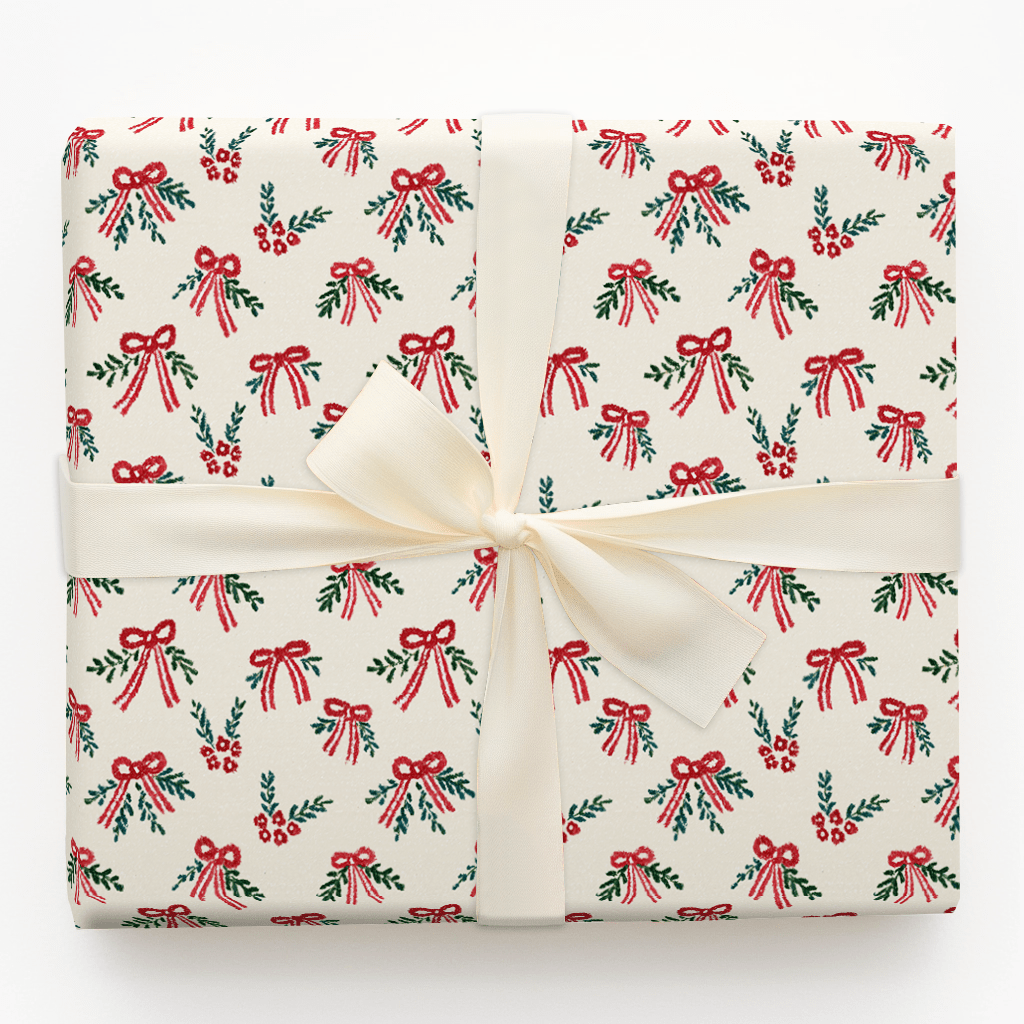 Peppermint Bows and Mistetoes - Wrapping Paper - Aspen & Arlo