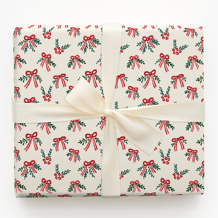 Peppermint Bows and Mistetoes - Wrapping Paper - Aspen & Arlo