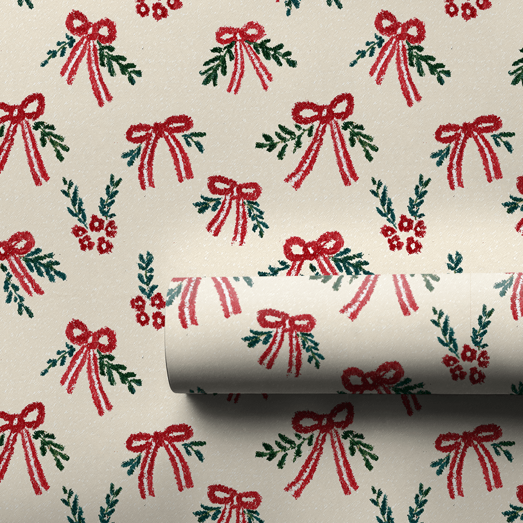 Peppermint Bows and Mistetoes - Wrapping Paper - Aspen & Arlo