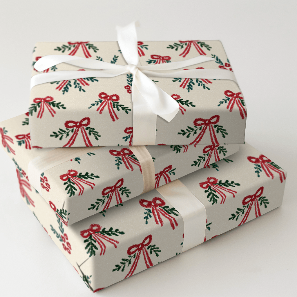 Peppermint Bows and Mistetoes - Wrapping Paper - Aspen & Arlo