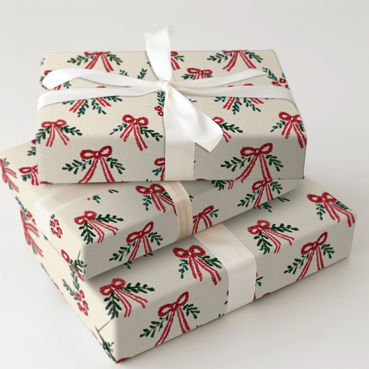 Peppermint Bows and Mistetoes - Wrapping Paper - Aspen & Arlo