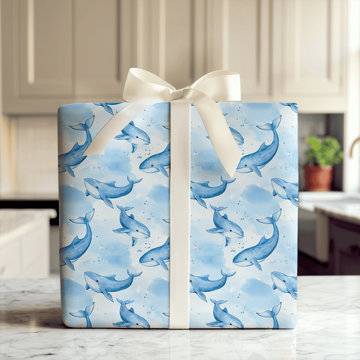 Baby Blue Whale - Wrapping Paper - Aspen & Arlo