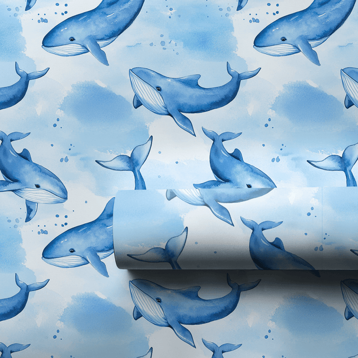 Baby Blue Whale - Wrapping Paper - Aspen & Arlo