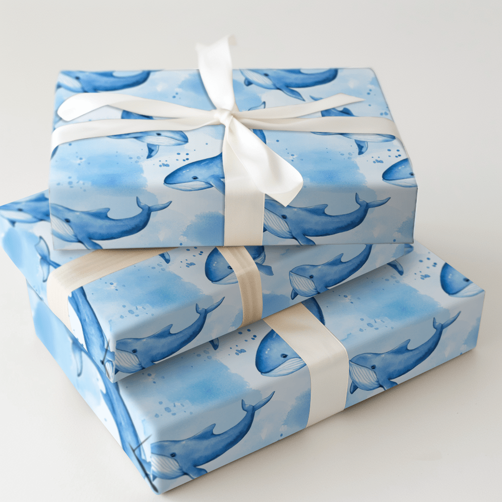 Baby Blue Whale - Wrapping Paper - Aspen & Arlo