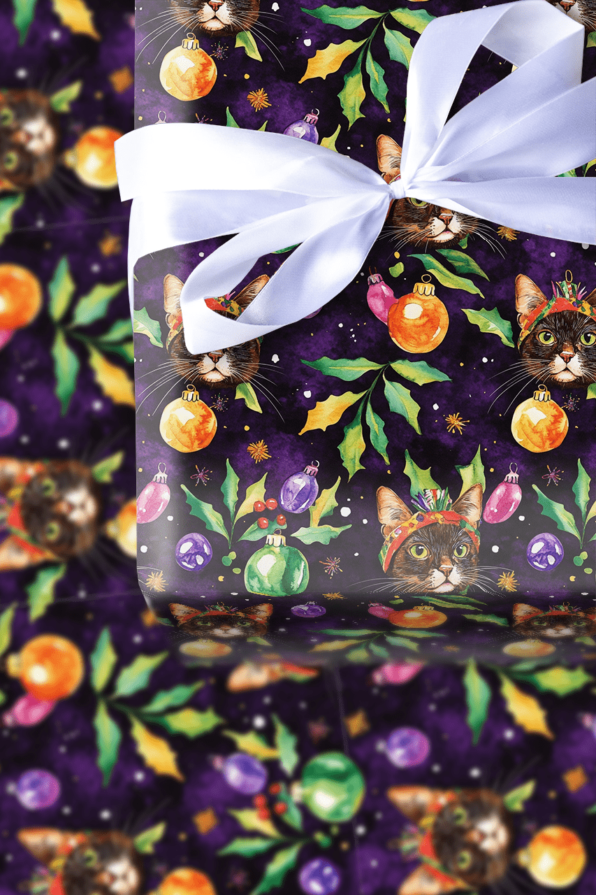 Meowdi Gras - Wrapping Paper - Aspen & Arlo
