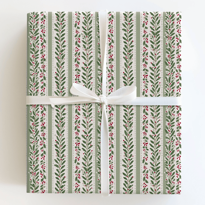 Winter Berry Stripes - Wrapping Paper - Aspen & Arlo