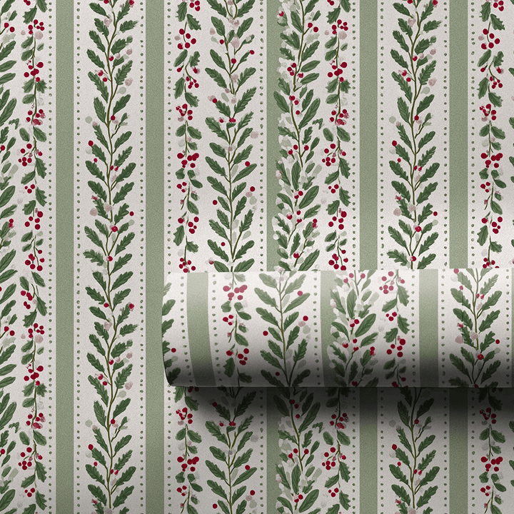 Winter Berry Stripes - Wrapping Paper - Aspen & Arlo