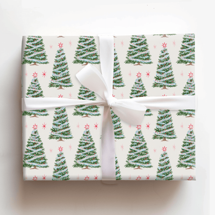 Frosted Tinsel Pines - Wrapping Paper - Aspen & Arlo