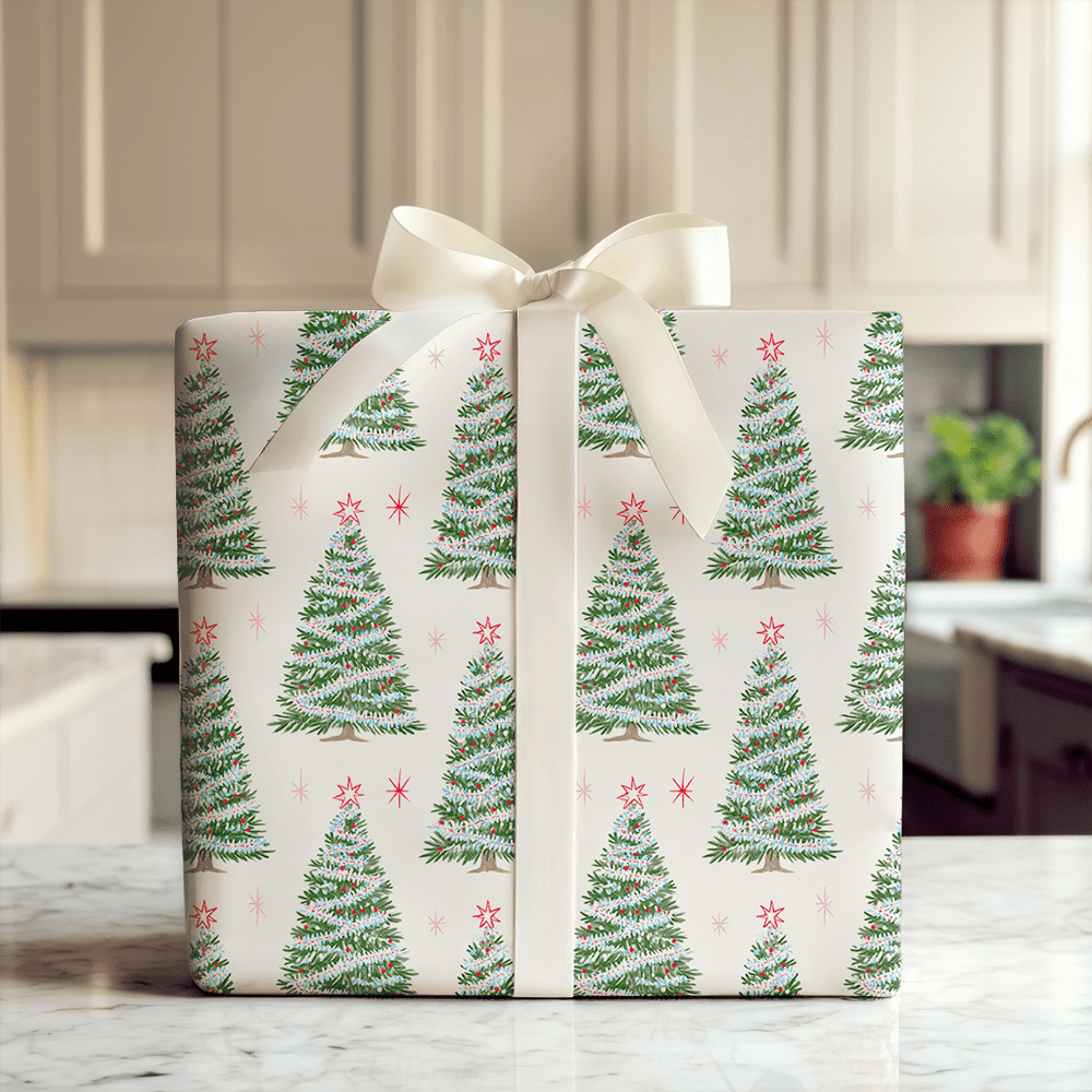 Frosted Tinsel Pines - Wrapping Paper - Aspen & Arlo