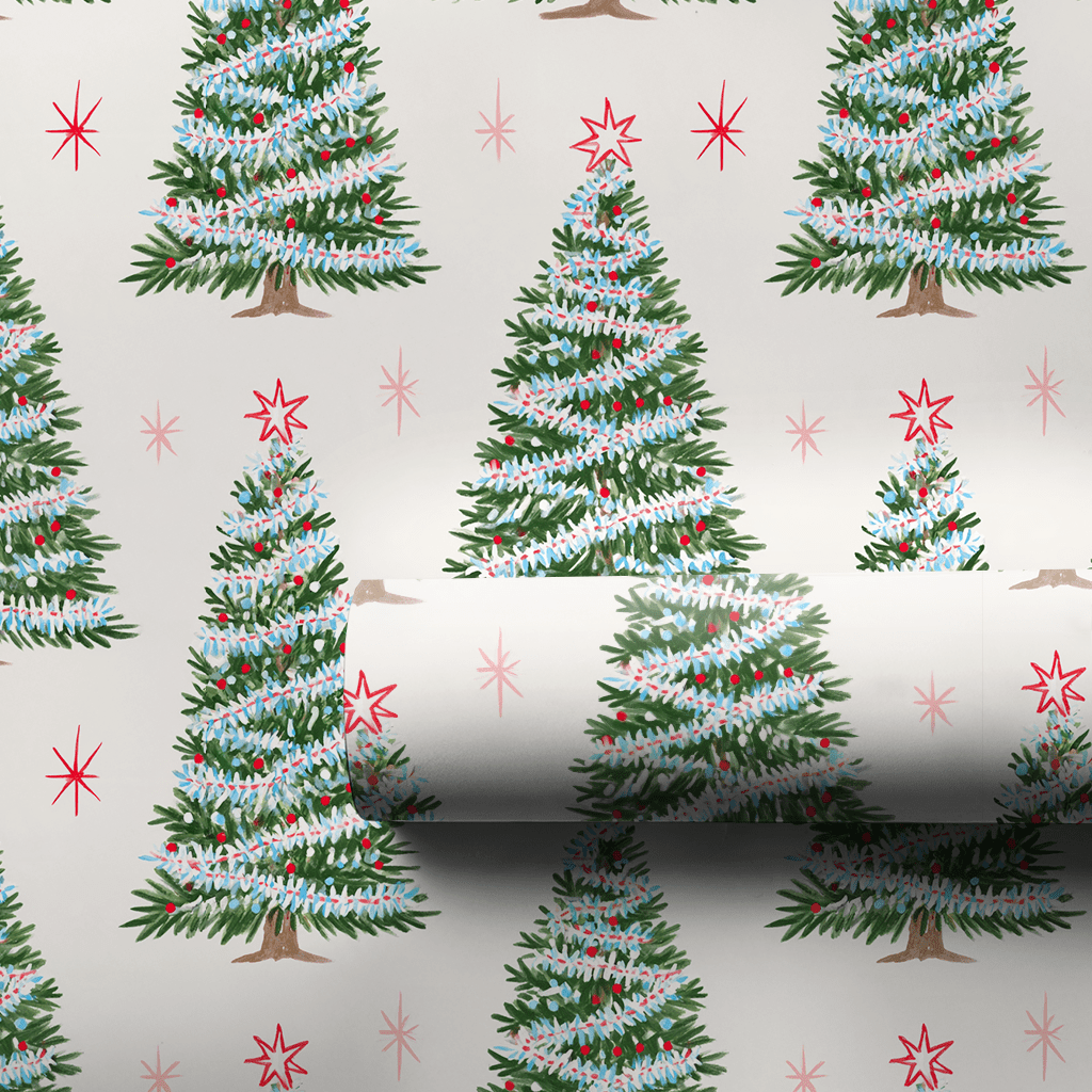 Frosted Tinsel Pines - Wrapping Paper - Aspen & Arlo