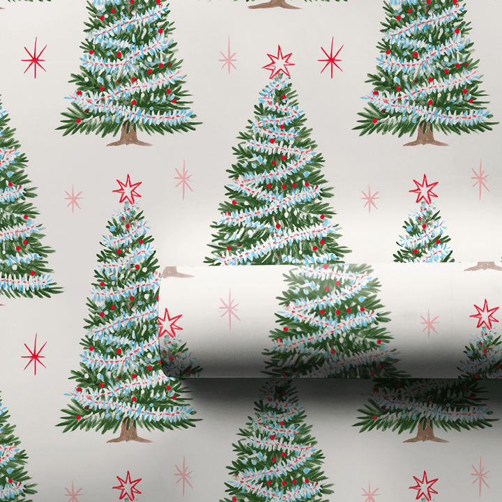Frosted Tinsel Pines - Wrapping Paper - Aspen & Arlo