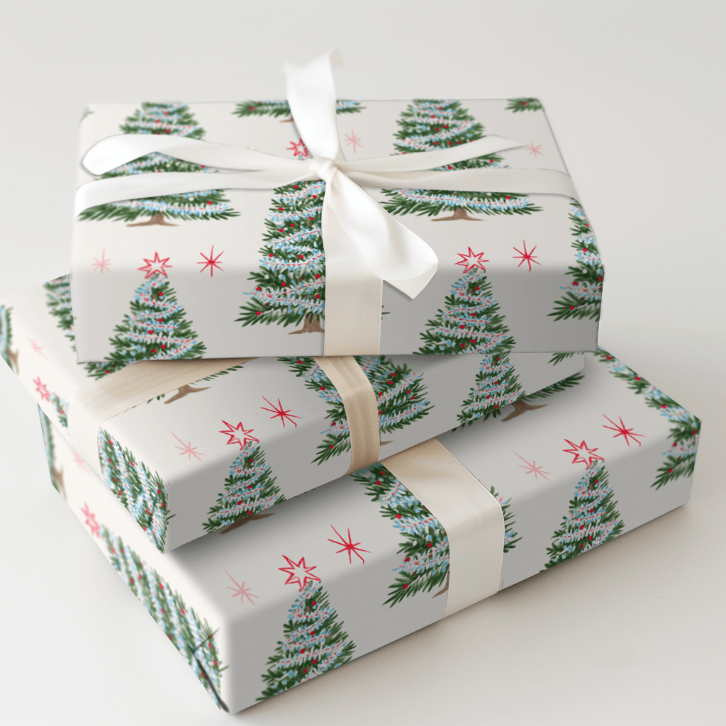 Frosted Tinsel Pines - Wrapping Paper - Aspen & Arlo