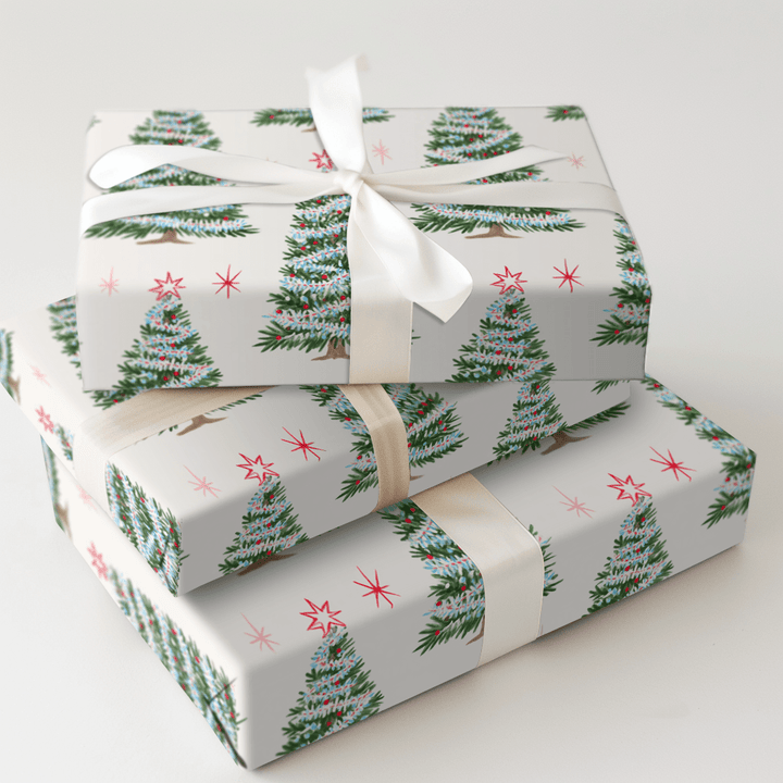Frosted Tinsel Pines - Wrapping Paper - Aspen & Arlo