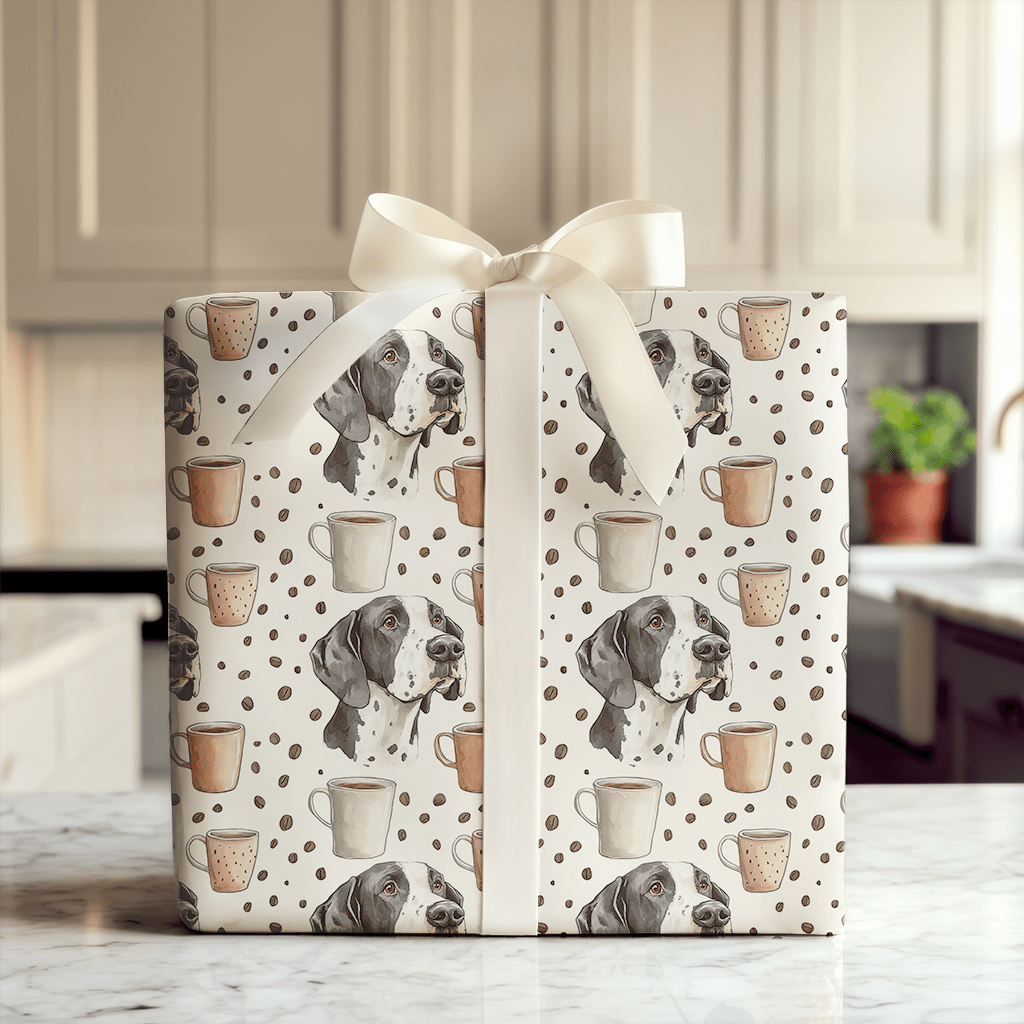 Coffee Day with the Harlequin Great Dane - Wrapping Paper - Aspen & Arlo