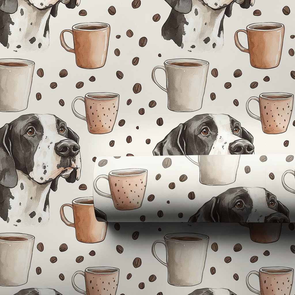 Coffee Day with the Harlequin Great Dane - Wrapping Paper - Aspen & Arlo