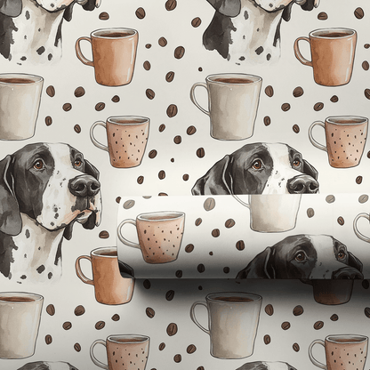 Coffee Day with the Harlequin Great Dane - Wrapping Paper - Aspen & Arlo