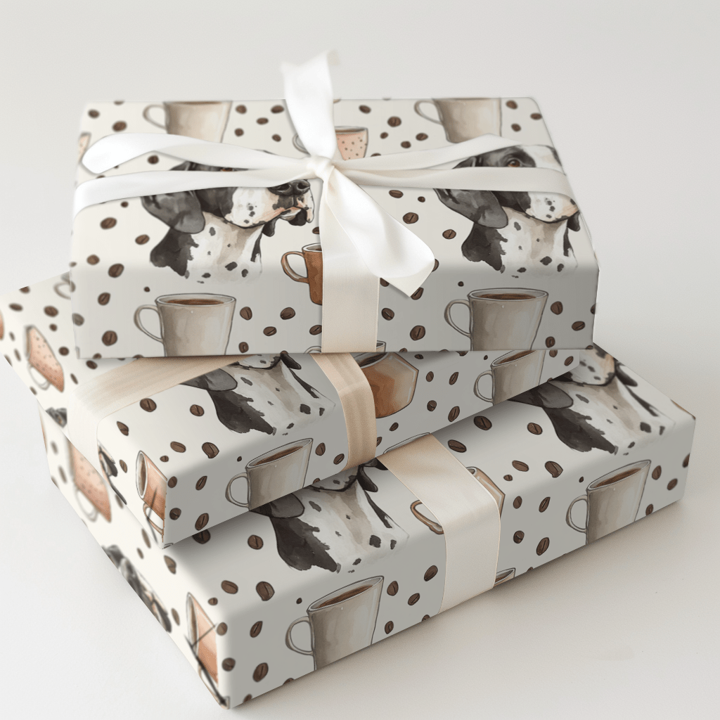 Coffee Day with the Harlequin Great Dane - Wrapping Paper - Aspen & Arlo