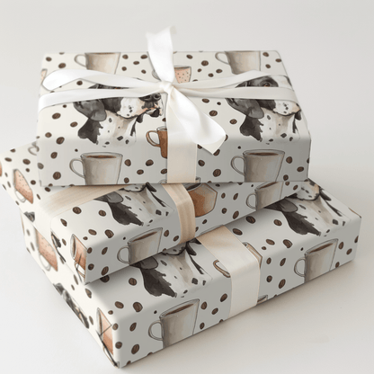 Coffee Day with the Harlequin Great Dane - Wrapping Paper - Aspen & Arlo