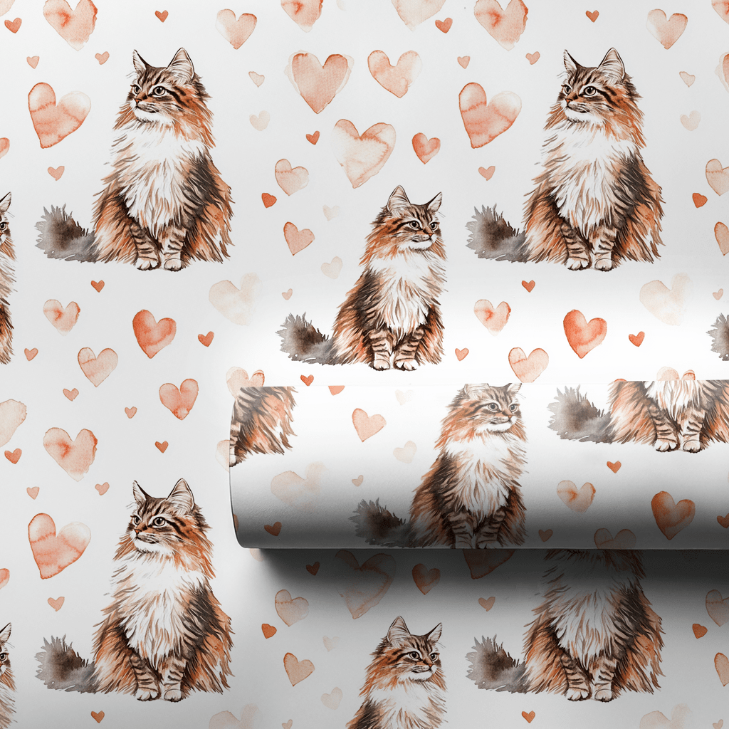 Maine Coon Valentine - Wrapping Paper - Aspen & Arlo