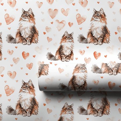 Maine Coon Valentine - Wrapping Paper - Aspen & Arlo