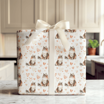 Maine Coon Valentine - Wrapping Paper - Aspen & Arlo