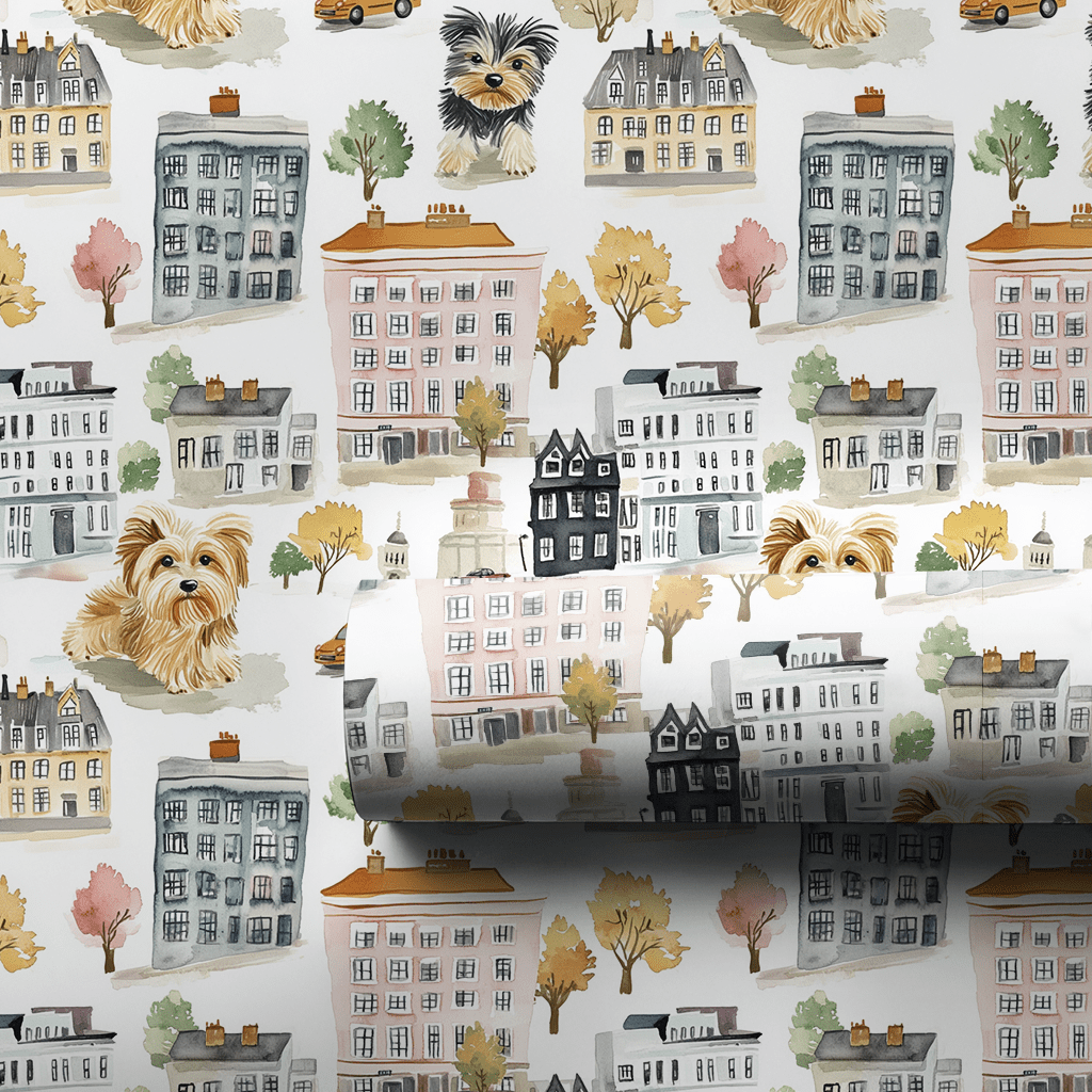 City with the Yorkies - Wrapping Paper - Aspen & Arlo