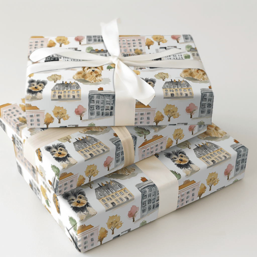 City with the Yorkies - Wrapping Paper - Aspen & Arlo