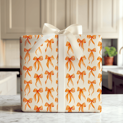 Tangerine Bow - Wrapping Paper - Aspen & Arlo