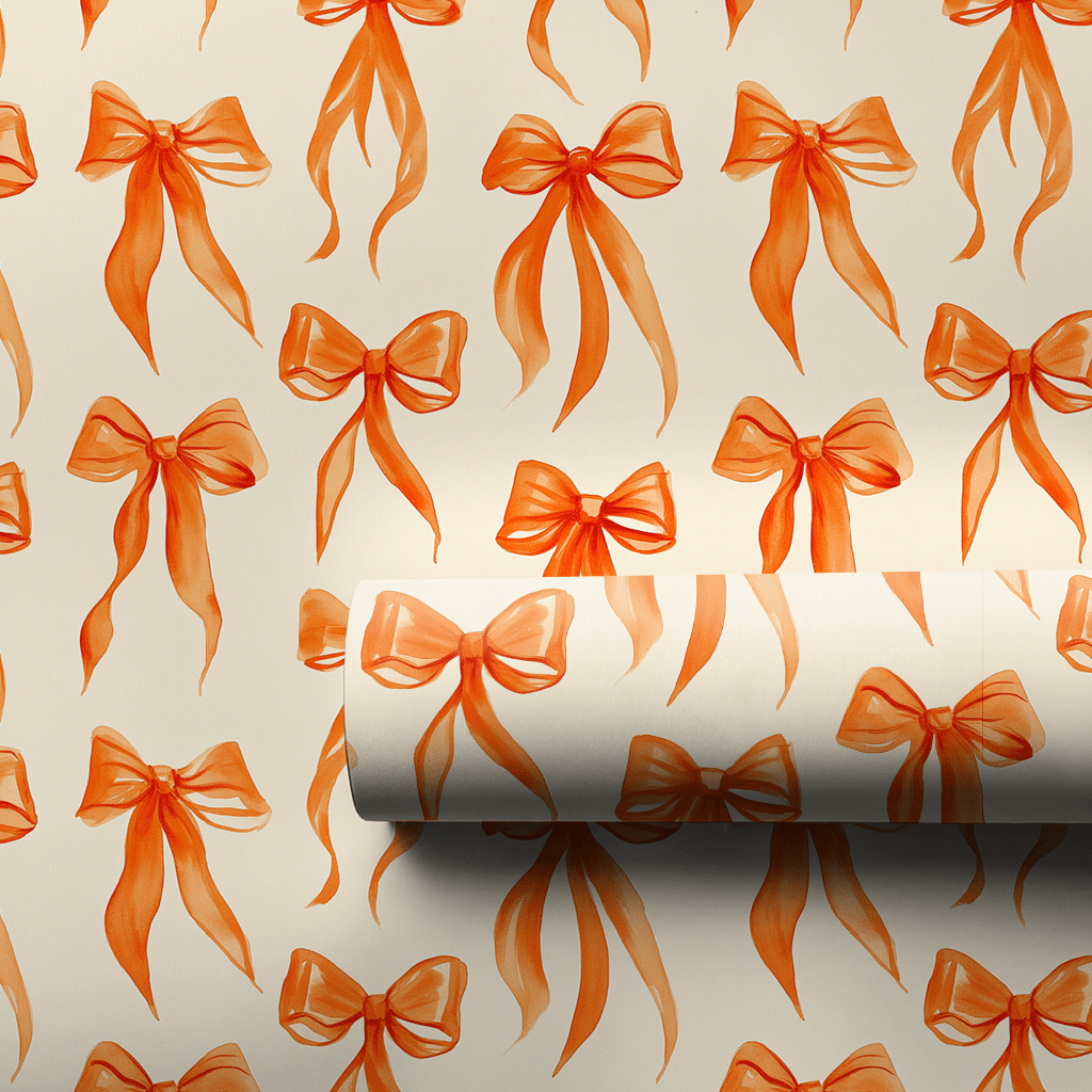 Tangerine Bow - Wrapping Paper - Aspen & Arlo
