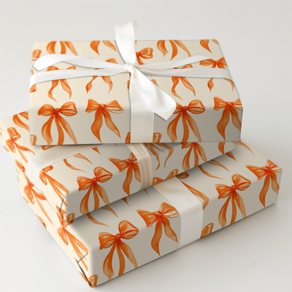 Tangerine Bow - Wrapping Paper - Aspen & Arlo