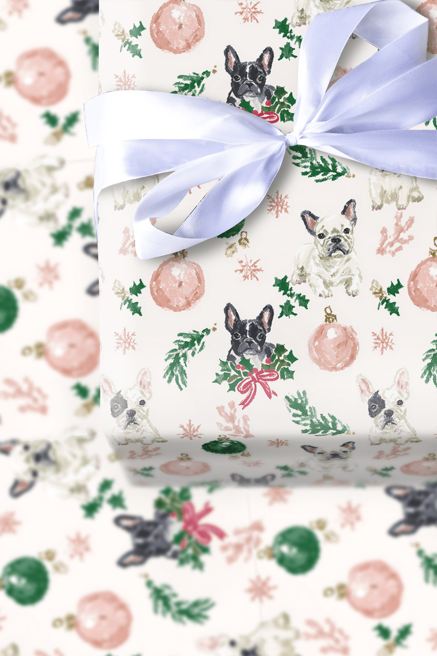 Christmas With French Bulldogs - Wrapping Paper - Aspen & Arlo