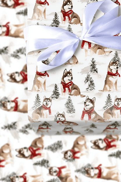 Snow Day for Huskies - Wrapping Paper - Aspen & Arlo