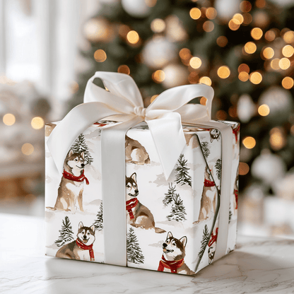 Snow Day for Huskies - Wrapping Paper - Aspen & Arlo