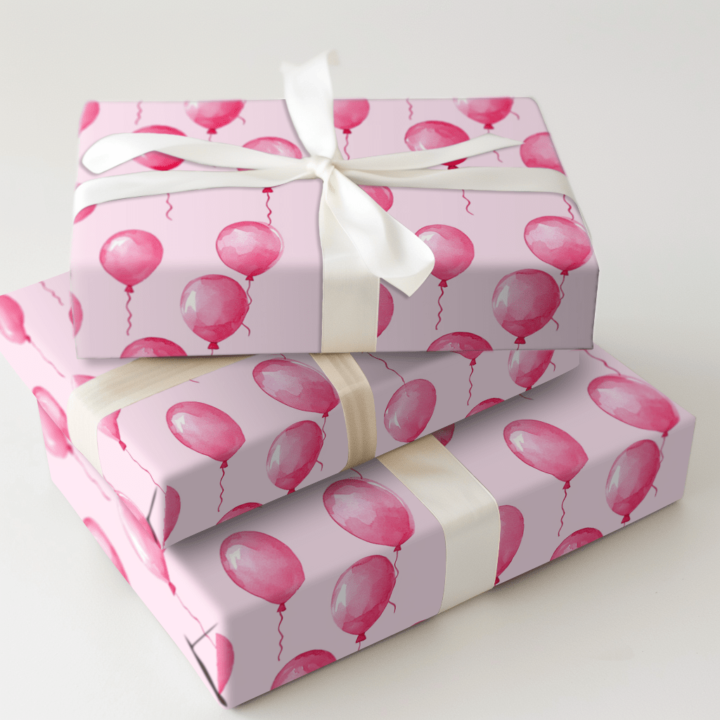 Pop Wrapping Pretty in Pop Wrapping Paper: Pink Balloon Birthday Gift Wrap – Aspen ...