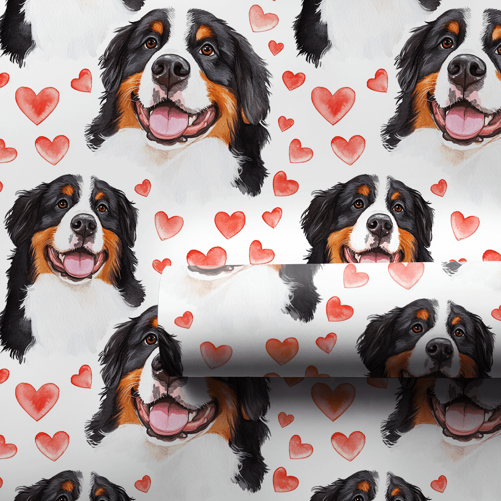 Bernese Mountain Dog Valentine - Wrapping Paper - Aspen & Arlo